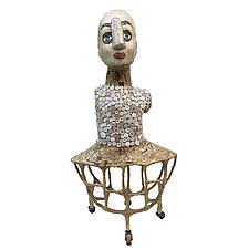 Button Dress on Wheels by Tiffany Ownbey (Mixed-Media Sculpture)