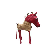 Red Headed Zippered Horse by Tiffany Ownbey (Mixed-Media Sculpture)