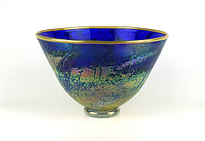 Cobalt Mantle Hunt Bowl by Nicholas Nourot (Art Glass Vessel)