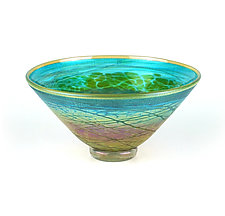Cyan Hunt Bowl by Nicholas Nourot (Art Glass Vessel)