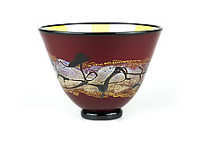 Red Satin Hunt Bowl by Nicholas  Nourot (Art Glass Vessel)