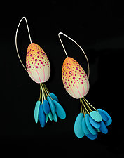 Petal Blue Earrings by Jeffrey Lloyd Dever (Polymer Earrings)