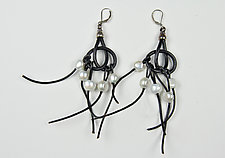 Pearl Fringe Earrings by Phyllis Clark (Leather and Pearl Earrings)