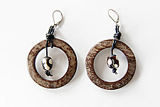 Circlet Earrings by Phyllis Clark (Leather & Wood Earrings)