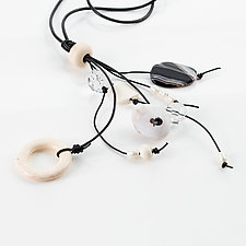 Contrast in Black and White Necklace by Phyllis Clark (Mixed Media Necklace)
