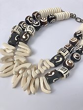 Layered Batik Bone Necklace by Phyllis Clark (Multi media Necklace)