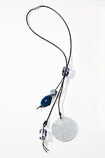Blue Midnight Mood Necklace by Phyllis Clark (Leather, Stone & Acrylic Necklace)