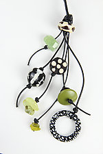 Dancing Jade Necklace II by Phyllis Clark (Leather, Stone, & Bead Necklace)
