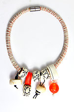 Carved Bone and Coral Necklace by Phyllis Clark (Mixed Media Necklace)