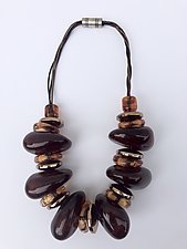 Tortoise and Leather Necklace by Phyllis Clark (Multi Media Necklace)