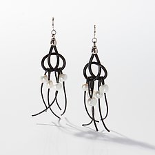Pearl Fringe Earrings by Phyllis Clark (Leather and Pearl Earrings)