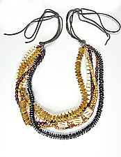 Speckled Journey Necklace by Phyllis Clark (Leather & Bead Necklace)