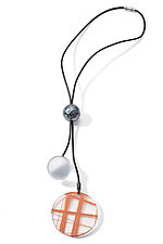 Sparkling Orange Drop Necklace by Phyllis Clark (Leather & Acrylic Necklace)