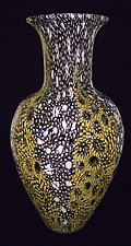 Gold and Amethyst Broadband Murrini Vase by Michael Egan (Art Glass Vase)