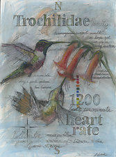 Trochilidae Hummingbirds In Blue by Laura Lebeda (Drawing)