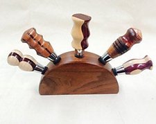Wine Stoppers with Holder by Baldwin Toy Co. (Wood Bottle Stopper)