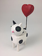 Kitties with Heart Balloons by Hilary Pfeifer (Wood Sculpture)