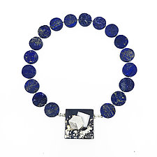 Square Meeting Lapis Necklace by Deborah Vivas and Melissa Smith (Gold, Silver & Stone Necklace)