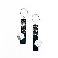 Long Side Cube Earrings by Deborah Vivas and Melissa Smith (Gold & Silver Earrings)