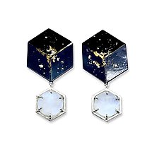 Lilypad Moonstone Earrings by Deborah Vivas and Melissa Smith (Gold, Silver, Steel & Stone Earrings)