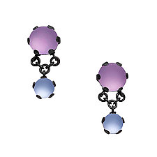 Short Chain Maille Earrings by Nina Scala (Silver & Glass Earrings)
