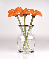 Forever Poppy Bouquet in Clear Bottle by Bay Blown Glass (Art Glass Sculpture)