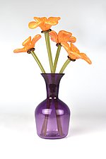 Forever Poppy Bouquet in Purple Bottle by Bay Blown Glass (Art Glass Sculpture)
