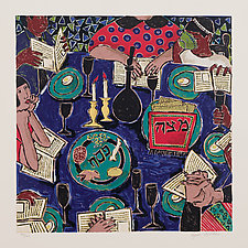 The Seder Table by Lynne Feldman (Serigraph Print)