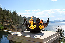 Fiery Fleur-de-Lis Sculptural Firebowl by John T. Unger (Metal Fire Pit)