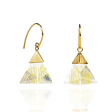 Small Resin Triangle Dangle Earrings by Zhenwei  Chu (Gold, Silver & Resin Earrings)