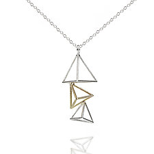 Triple Triangular Pyramid Necklace by Zhenwei  Chu (Gold & Silver Necklace)