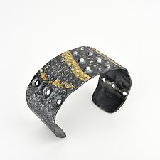 Sea Urchin Patchwork Cuff Bracelet with Gold by April Ottey (Gold & Silver Bracelet)