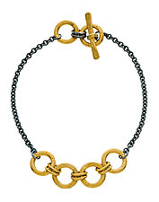 Black & Gold Mini 4 Circle Bracelet by Jodi Brownstein (Gold & Silver Bracelet)