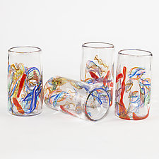 Cane-Fetti Tumblers by Anchor Bend Glassworks (Art Glass Drinkware)