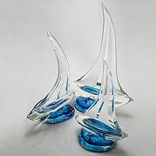 Sailboat Fleet by Anchor Bend Glassworks (Art Glass Sculpture)