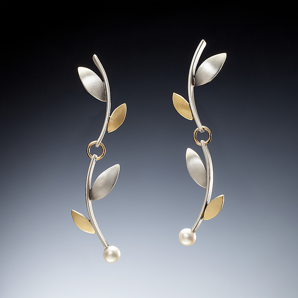 Long Branch Earrings by Susan Kinzig (Gold & Silver Earrings) | Artful Home