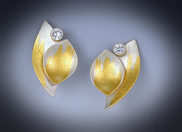 Sapphire Leaf Earrings by Judith Neugebauer (Gold, Silver & Stone ...