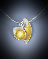 Sapphire Leaf Pendant by Judith Neugebauer (Gold, Silver & Stone Necklace)