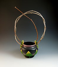 Two Frog Basket by Nancy Y. Adams (Ceramic Basket)