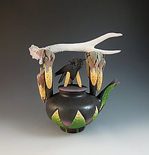 Raven Antler Tea by Nancy Y. Adams (Ceramic Teapot)