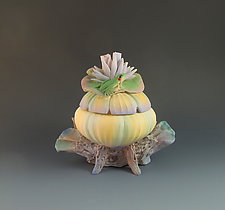 Golden Lily Treasure Box by Nancy Y. Adams (Ceramic Jewelry Box)