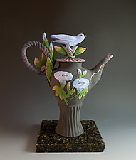 Bluebird Morning Glory Tea by Nancy Y. Adams (Ceramic Teapot)
