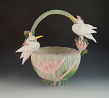 Two Heron Vessel by Nancy Y. Adams (Ceramic Vessel)