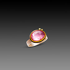 Pink Tourmaline Ring with Diamond Dots by Ananda Khalsa (Gold, Silver & Stone Ring)