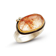 Rutilated Quartz Ring with Diamonds by Ananda Khalsa (Gold, Silver & Stone Ring)