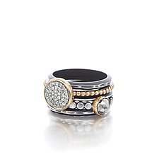 Pave Diamond Stacking Ring Set by Chihiro Makio (Gold, Silver & Stone Ring)