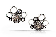 Pave Diamond Multi Circle Stud Earrings by Chihiro Makio (Diamond & Silver Earrings)