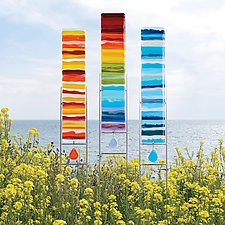 Colorful Stripes Garden Panels by Caryn Brown (Art Glass Sculpture)