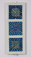 Three Squares in Blues by Caryn Brown (Art Glass Wall Sculpture)