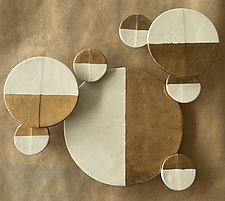 Gilded Wall Circles by Lauren Herzak-Bauman (Ceramic Wall Sculpture)